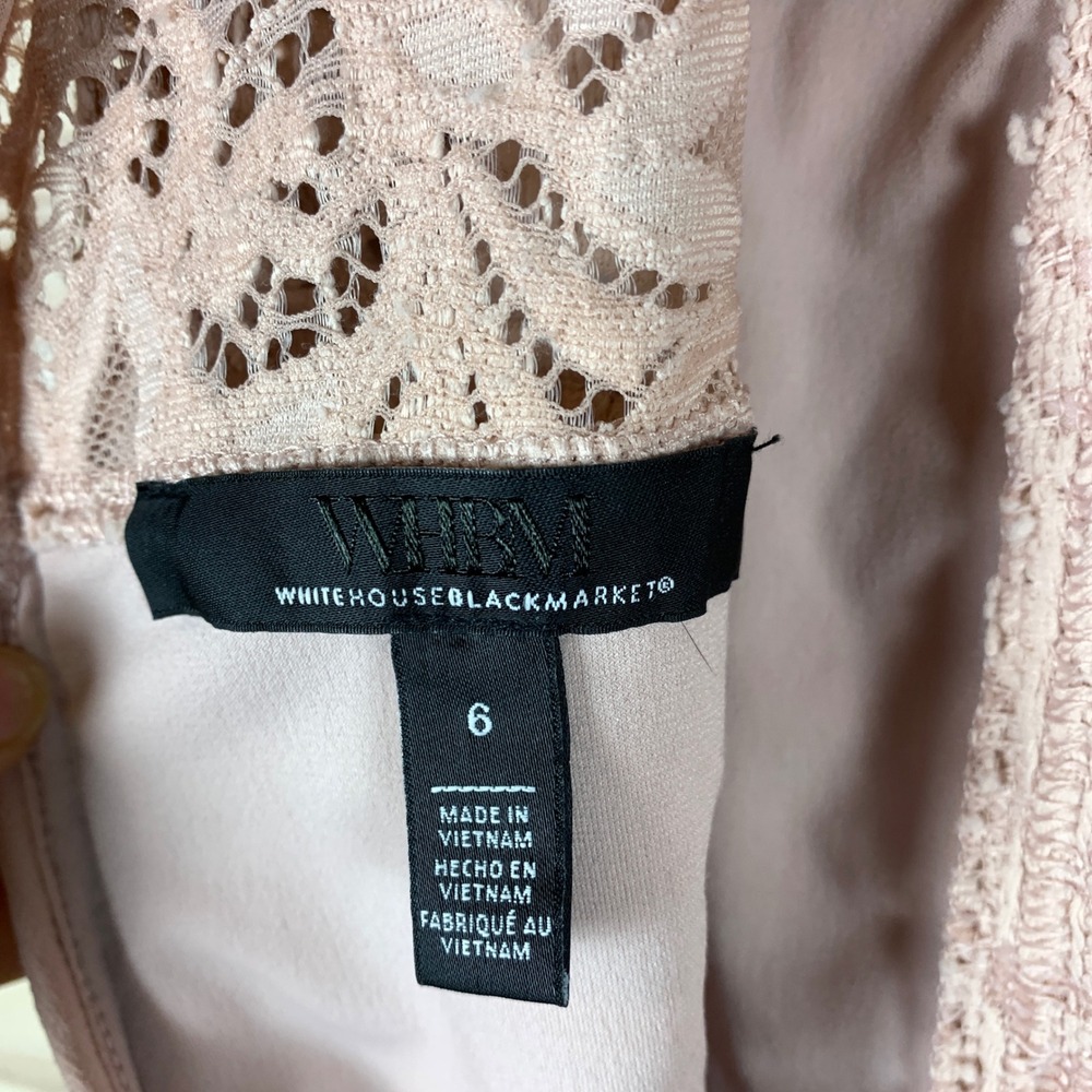 White House Black Market Lace Shell Womens 6 Pink Sleeveless Coquette Romantic - Picture 5 of 9